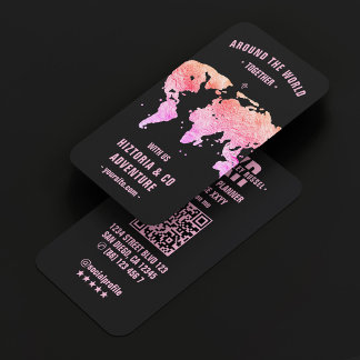 Carte De Visite Agence de voyage World Tour Advisor Black Pink Gra
