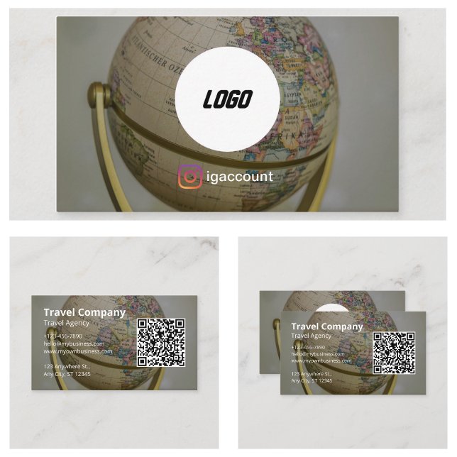 Carte De Visite Agence de voyages Globe (Travel Agency Globe Business Cards)