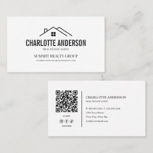 Carte De Visite Agence Immobilière Moderne Noir et Blanc