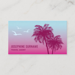 Carte De Visite Agences de Voyages Coucher de Soleil Tropical Palm