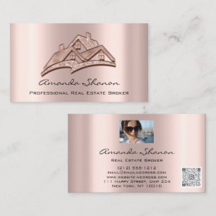 Carte De Visite Agent courtier immobilier professionnel Rose Photo