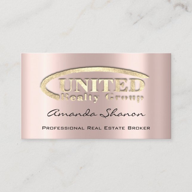 Carte De Visite Agent courtier immobilier Rose Gold Logo personnal (Devant)