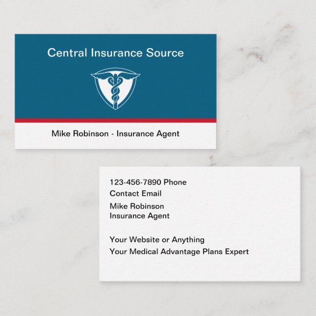 Carte De Visite Agent d'assurance de régimes médicaux (Devant / Derrière)