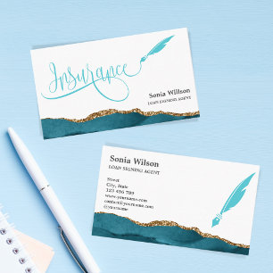 Carte De Visite Agent d'assurance professionnelle Turquoise Agate 