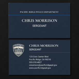 Carte De Visite Agent de police bleu marine