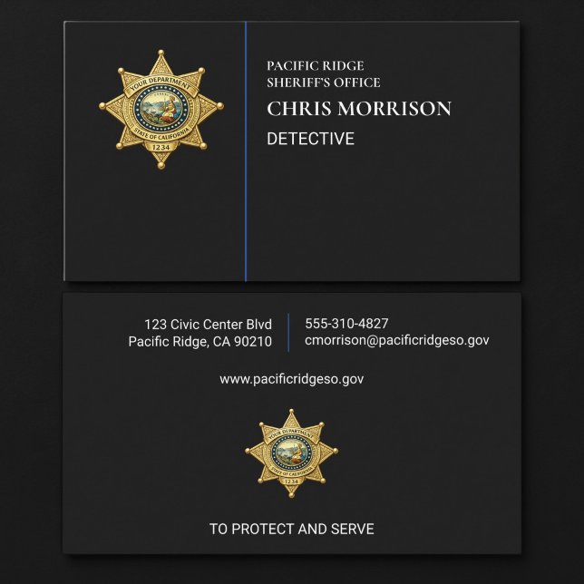 Carte De Visite Agent de police détective Exécution de la loi  (Créateur téléchargé)