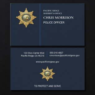 Carte De Visite Agent de police Exécution de la loi Bleu marine
