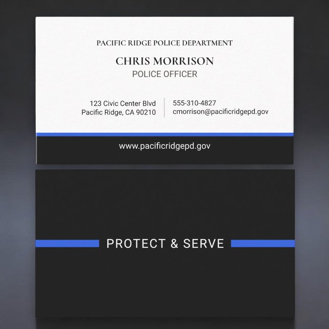Carte De Visite Agent de police Exécution des lois Ligne bleue fin (Créateur téléchargé)