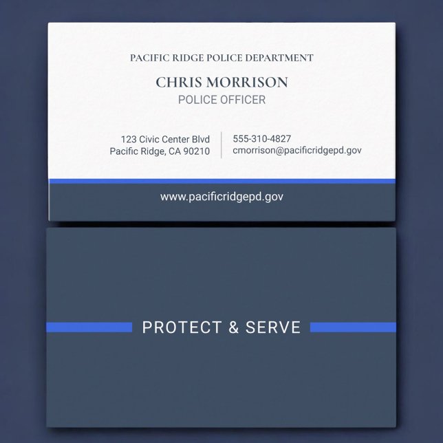 Carte De Visite Agent de police Exécution des lois Ligne bleue fin (Créateur téléchargé)