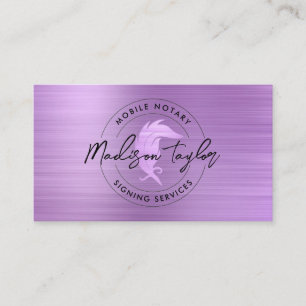 Carte De Visite Agent De Prêt Notaire Glam Violet Brossé Quill Mét
