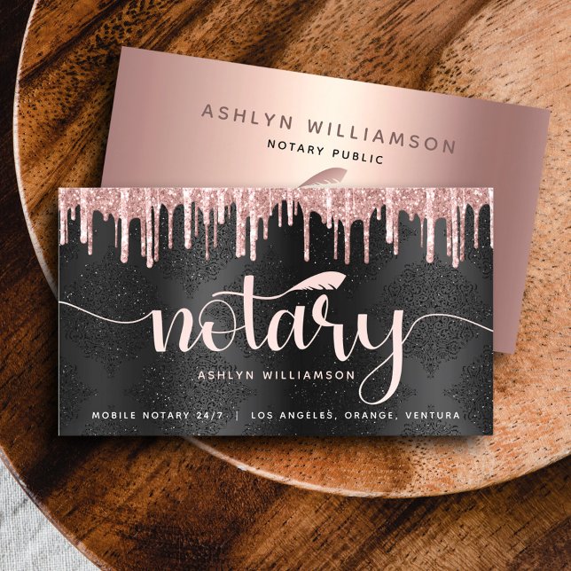 Carte De Visite Agent de prêt notaire Rose Gold Parties scintillan (Créateur téléchargé)