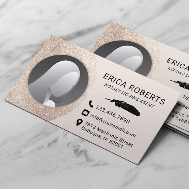 Carte De Visite Agent de signature de notaire Elegant Ivory Gold P (Créateur téléchargé)