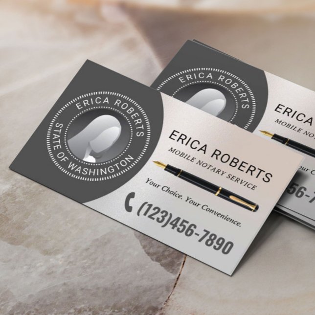 Carte De Visite Agent de signature de notaire mobile Classy Silver (Créateur téléchargé)