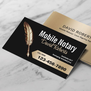 Carte De Visite Agent de signature de notaire mobile Gold Plume st