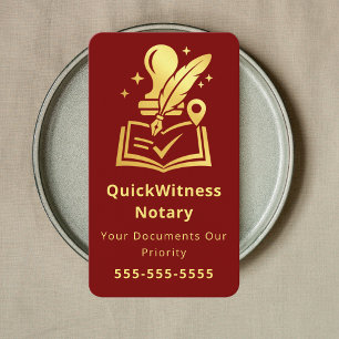 Carte De Visite Agent de signature de notaire mobile Luxe Rouge Or