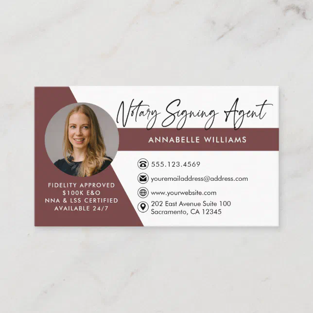 Carte De Visite Agent de signature de notaire photo moderne Zazzle.fr
