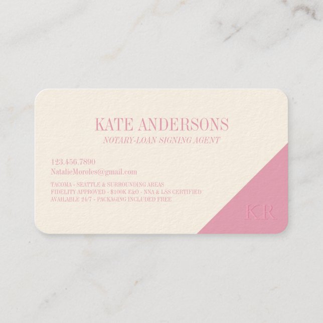 Carte De Visite Agent de signature de notaire public Monogramme Mo (Dos)