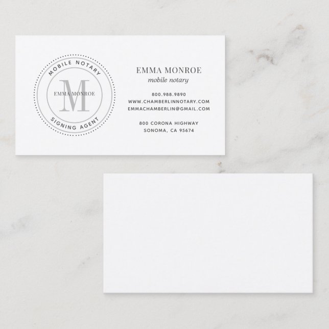 Carte De Visite Agent de signature de notaire simple et portable (Devant / Derrière)