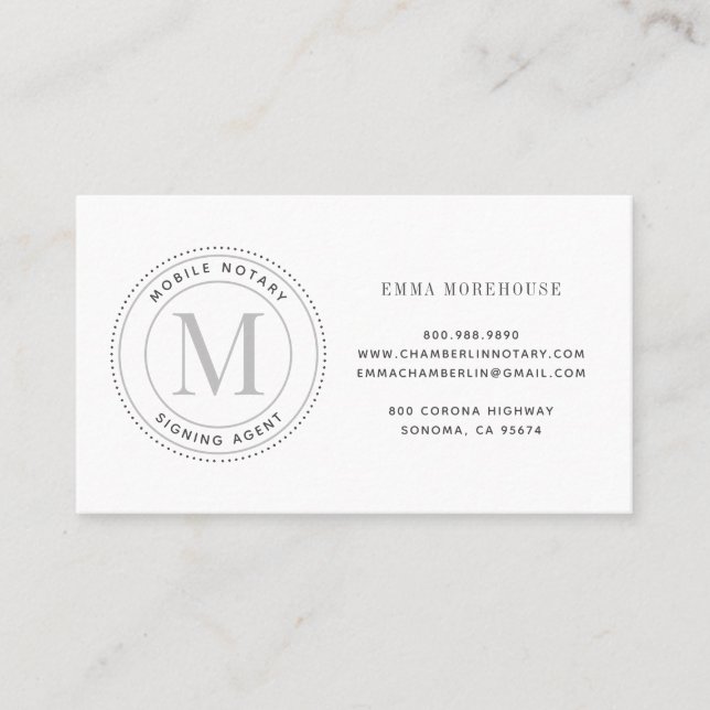 Carte De Visite Agent de signature de notaire simple et portable (Devant)
