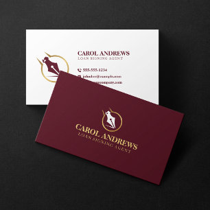 Carte De Visite Agent de signature de prêt élégant Notaire public