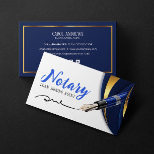 Carte De Visite Agent de signature de prêt en or bleu de luxe Nota