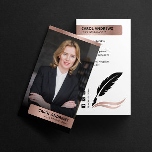 Carte De Visite Agent de signature de prêt en or rose moderne Nota