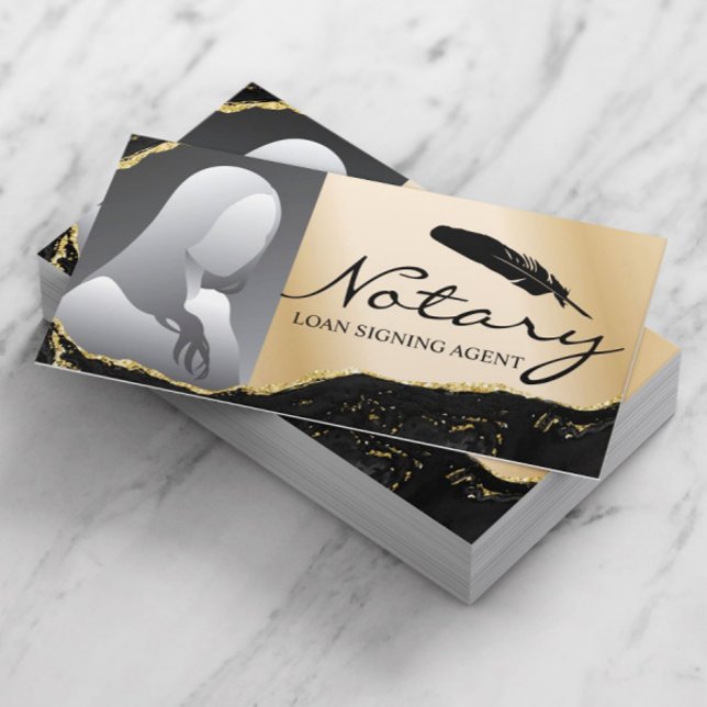 Carte De Visite Agent de signature de prêt notaire Agate d'or mode (Créateur téléchargé)
