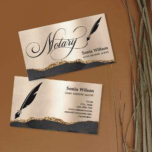 Carte De Visite Agent de signature de prêt notaire Agate d'or Rose