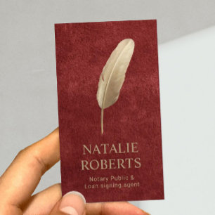 Carte De Visite Agent de signature de prêt notaire Gold Quill Pen