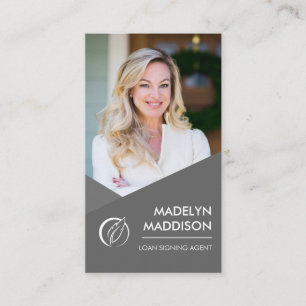 Carte De Visite Agent de signature de prêt notaire Photo gris mode