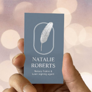 Carte De Visite Agent de signature de prêt notaire Quill Logo Dust