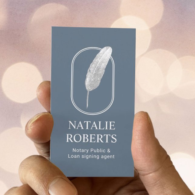 Carte De Visite Agent de signature de prêt notaire Quill Logo Dust (Créateur téléchargé)