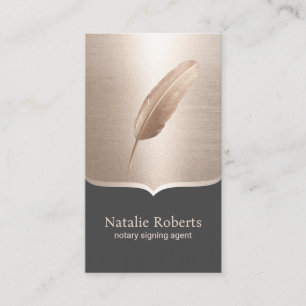 Carte De Visite Agent de signature de prêt notaire Rose Gold Quill