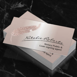 Carte De Visite Agent de signature de prêt notaire Rose Gold Quill