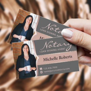 Carte De Visite Agent de signature de prêt notaire Rose moderne Go