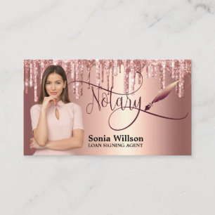 Carte De Visite Agent de signature de prêt notaire Rose moderne Pa