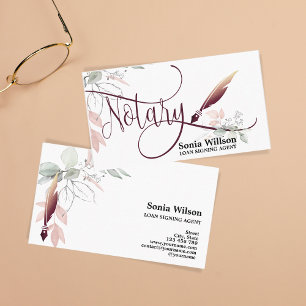 Carte De Visite Agent de signature de prêt notaire Rose moderne Pa
