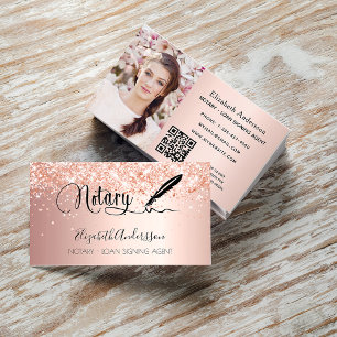Carte De Visite Agent de signature de prêt notaire rose or photo c