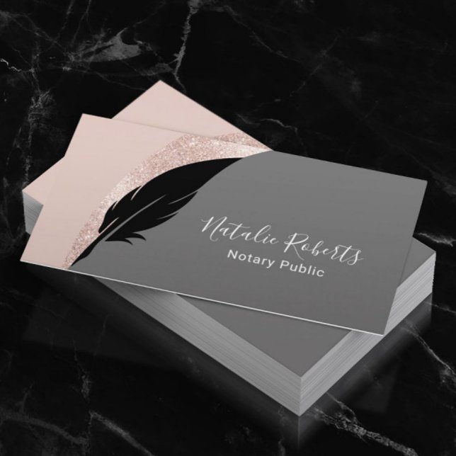 Carte De Visite Agent de signature de prêt notaire Stylo Quill Ros (Créateur téléchargé)