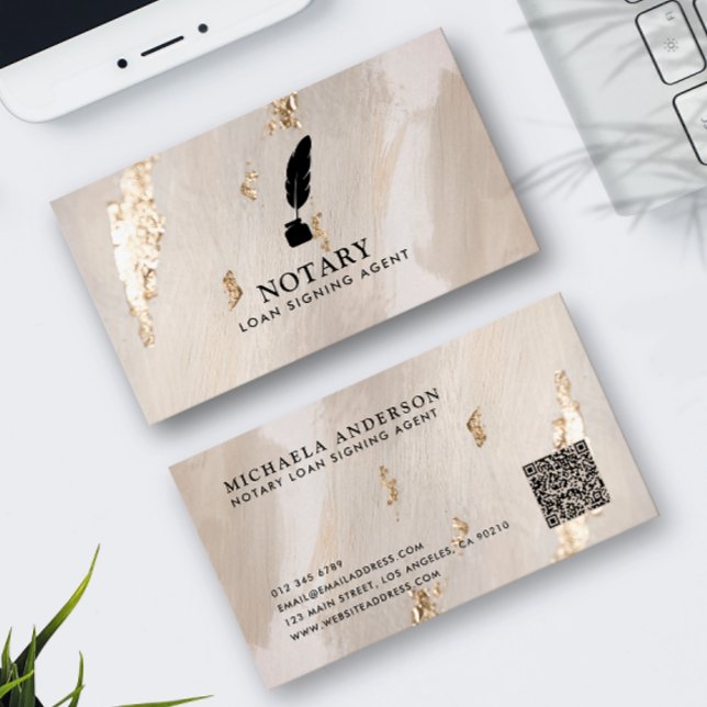 Carte De Visite Agent de signature de prêt notarial élégant Code Q (Créateur téléchargé)