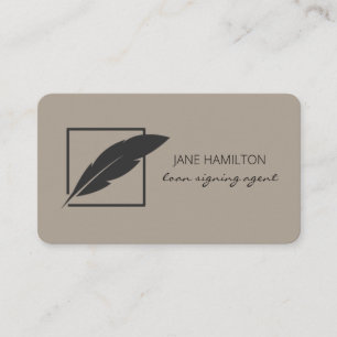 Carte De Visite Agent de signature de prêt notarial Logo Feather