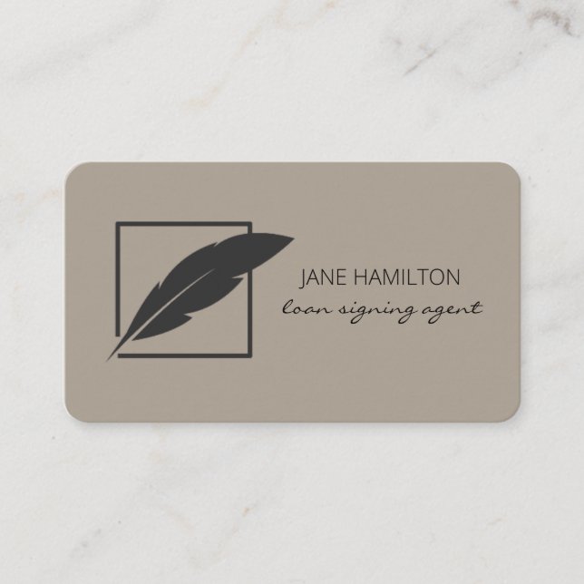 Carte De Visite Agent de signature de prêt notarial Logo Feather (Devant)