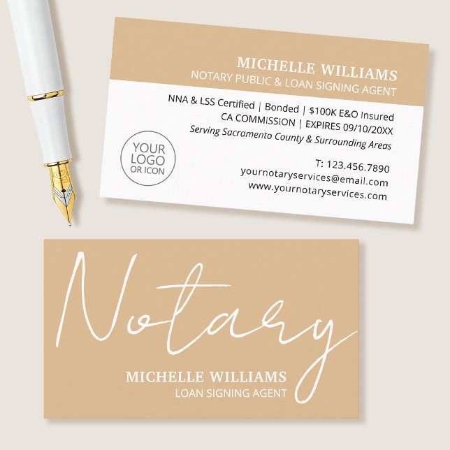 Carte De Visite Agent de signature de prêt notarial Logo Or Script (Créateur téléchargé)