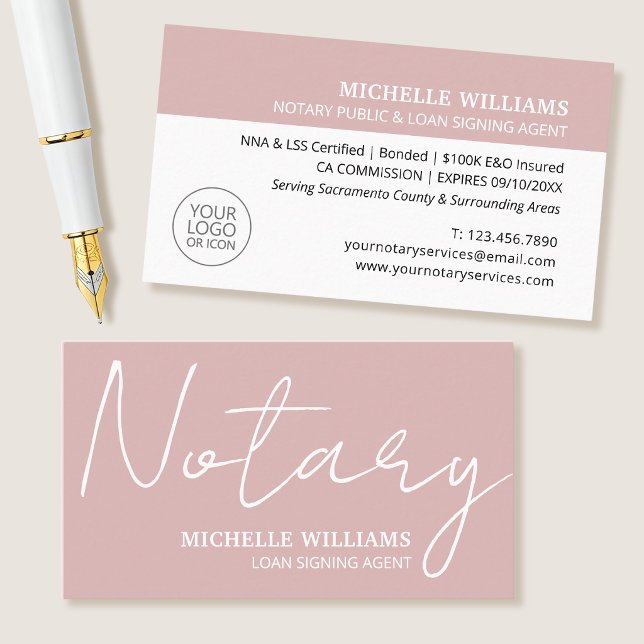 Carte De Visite Agent de signature de prêt notarial Script Logo Ro (Créateur téléchargé)
