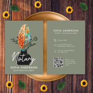 Carte De Visite Agent de signature de prêt notarié avec code QR fl