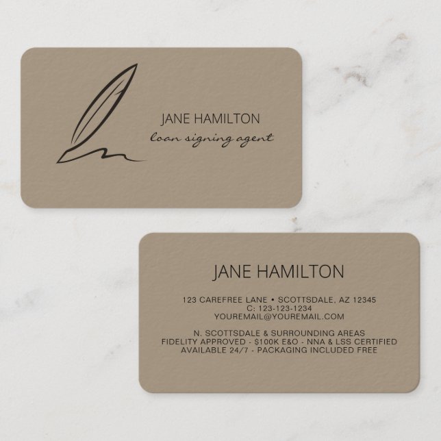 Carte De Visite Agent de signature de prêt professionnel notaire (Devant / Derrière)