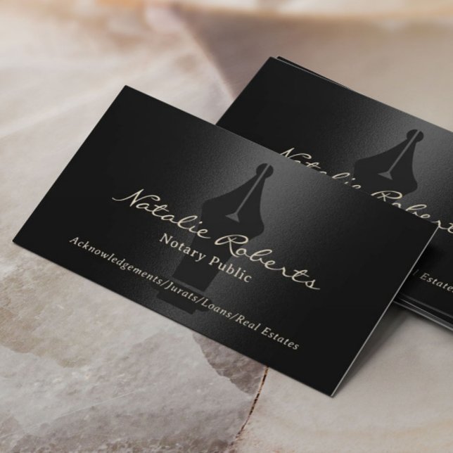 Carte De Visite Agent de signature de prêt public notaire Noir mod (Créateur téléchargé)
