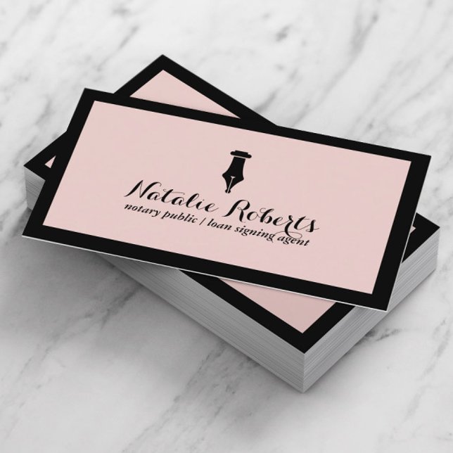 Carte De Visite Agent de signature de prêt public notaire rose cla (Créateur téléchargé)