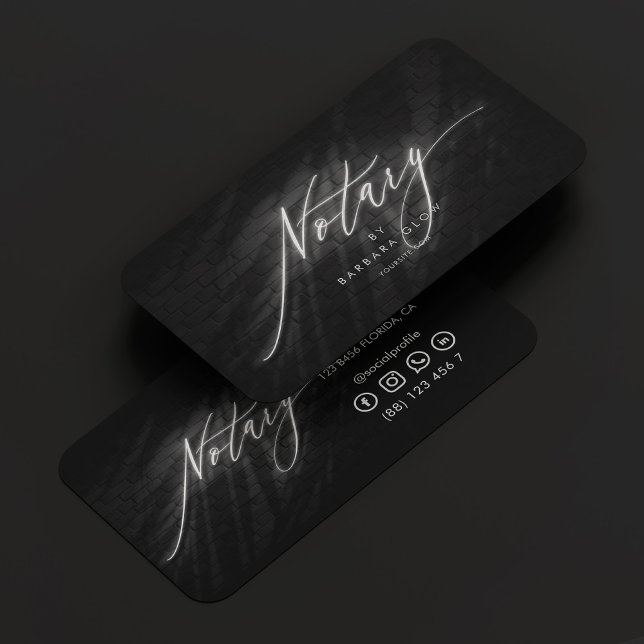 Carte De Visite Agent de signature du notaire Black Silver Modern (Notary Signing Agent Black Silver Modern Business Card
)