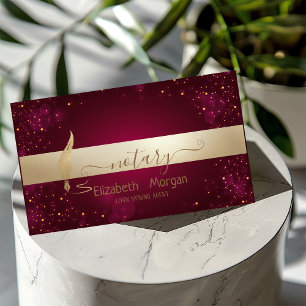 Carte De Visite Agent de signature du Notaire Rouge foncé en plume